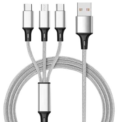 China Multi Cable Wholesale Fast Data Transfer Function Cable Braided 3 In 1 Fast Charging Type C USB Data Usb Cable Mobile Phone Cable for sale