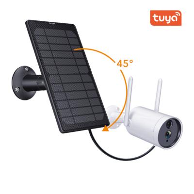 China Human Motion Tracking Tuya Smart hd ball wifi solar panel rechargeable battery IP outdoor camera with Google home alexa for sale