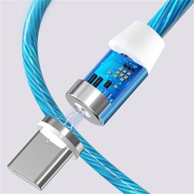 China Visible Flowing Luminous Smart Mobile Phone Led Cable Light Usb Cable 3 In 1 Magnetic Charging Cable for sale