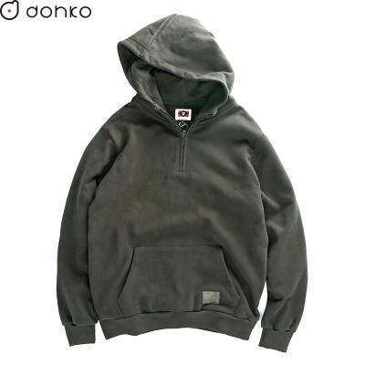 China 2022 Anti-wrinkle custom clothing men's quarter zip hoodie acid washed vintage hoody for sale