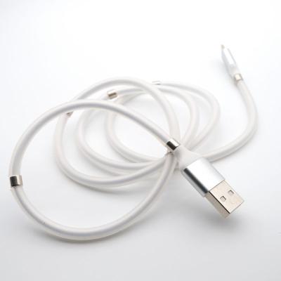 China MP3/MP4 Player Silicone Insulation White Shell 3A Magnetic Power Data Storage Aluminum USB Fast Cable For Laptop for sale