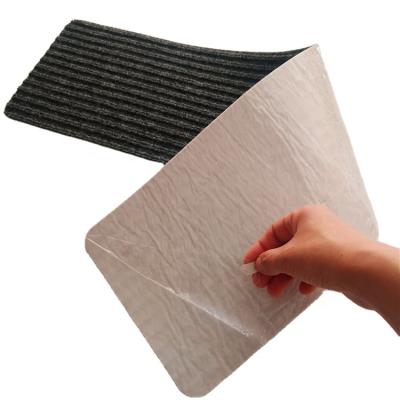 China Stain Resistant Adhesive Lined Stair Treads Carpet Non Skid Anti Slip Stair Cover Self Stick Resistant Stair Mat for sale