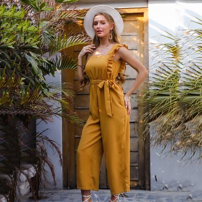 China New Design Summer Women's Clothing Autumn QUICK DRY Low Price Wholesale Low Price Women's Yellow Sleeveless Backless Overalls for sale