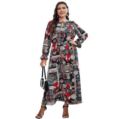 China 2022 new women's clothing wholesale fashion plus size dress women's anti-static elegant floral plus size casual dress for sale