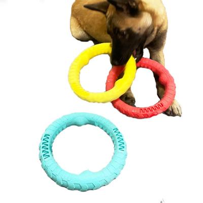 China Custom Viable Logo Floating Ring Shape Dog Toy Interactive Dog Clean Teeth Chew Toy for sale