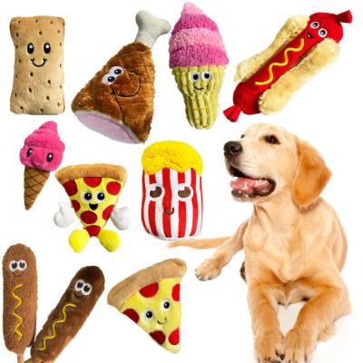 China Wholesale Custom Fast Manufacturer Lunch Food Viable Package Design Soft Stuffed Plush Dog Toys Squeaky Pet Toy for sale