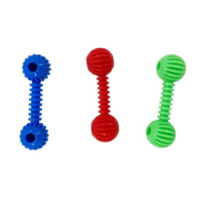 China Viable Fun Dumbbell Shape Puppy Toy Great Sounds Bitten Squeaker Soft Micro Chew Dog Toy for sale