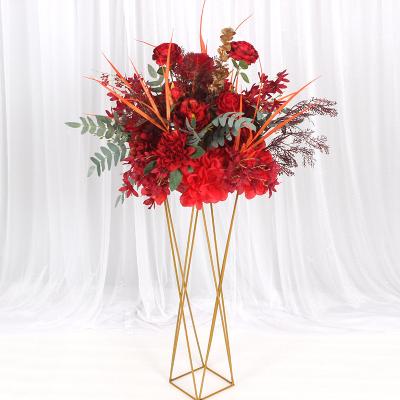 China Cute/Decorative Wrought Iron Flower Wedding Hall Potted Tall Gold Vases for Wedding Centerpieces for sale