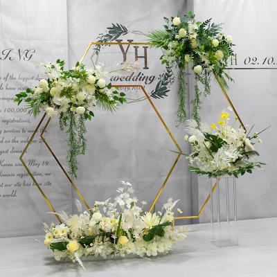 China Cute/Decorative Background Wall Flower Road Props Floral Wedding Decoration Wrought Iron Shelf Metal Backdrop Birthday for sale