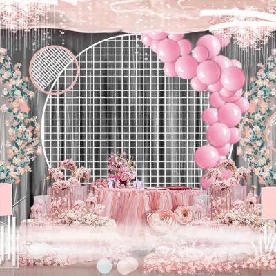 China Cute/Decorative Wrought Iron Grid Ring Wedding Site Layout Arch Stage Background Decoration Circle Backdrop Party for sale