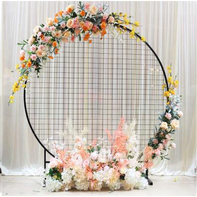 China Cute/Decorative Wedding Props Circle Screen Iron Grid Screen Layout Wedding Mesh Party Backdrop Stand for sale