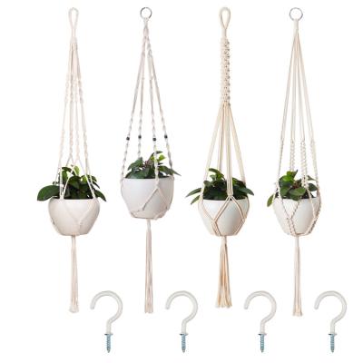 China CREATIVE Hand - Woven Cotton Rope Hemp Flower Pot Net Bag Basket Hanging Plant for sale