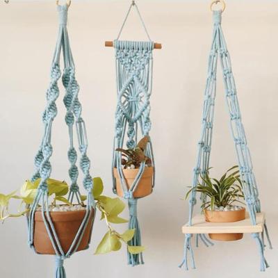 China Nordic Rope Straw Rope Woven Hanging Basket Flower pot CREATIVE INS style wall hanging decoration cotton basket for sale