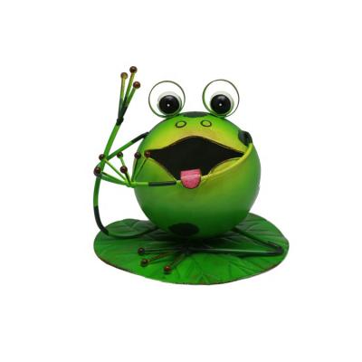 China Europe Metal Cute Animal Garden Decor Ornaments Green Smart Yoga Frog Statues For Outdoor And Indoor for sale