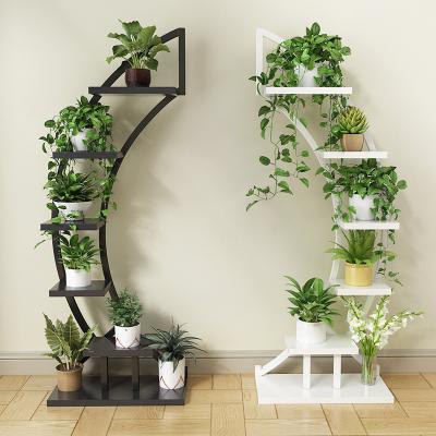 China Eco-friendly Flower Shelf Living Room Iron Multi-layer Modern Multifunctional Indoor Succulent Art Flower Rack for sale