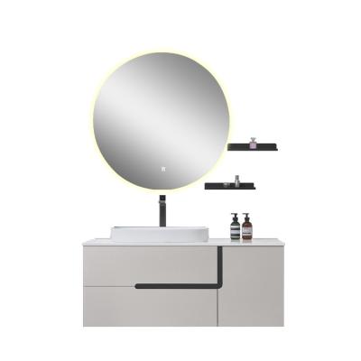 China Modern Round Mirror Bathroom Wall Vanity With Furniture Sink Italian Cabinet Contemporary Waterproof Bathroom Vanit for sale