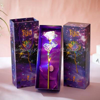 China Valentine's gift hot sale 24k gold foil colorful fake valentines flower rose saint valentine gifts with flashing LED for sale