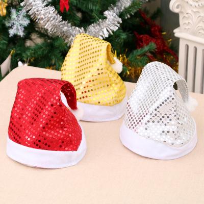 China Cloth Christmas Hat Adult Sequins Christmas Decoration Santa Hat Party Unique Christmas Hat for sale