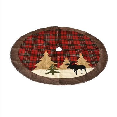 China Christmas Decoration 105CM Tree Skirt Christmas Tree Canvas Apron New for sale