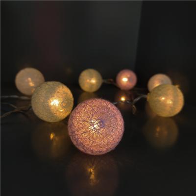 China Home Accessories Multicolor Cotton Ball Length Cotton Ball Decoration Holiday Home Decoration Customized String Light for sale