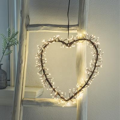 China Latest Design LOVE Shape Romantic Hanging Iron Led Copper Art Led Copper Wire Light String Light For Wedding for sale