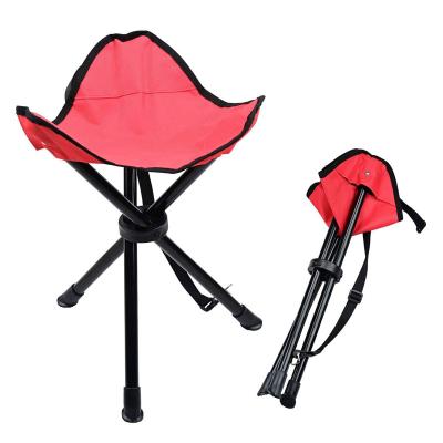 China Outdoor Camping Small Stool Three Legs Easy-Carry Folding Chair With Carry Bag Steel Frame Heavy Duty 300lbs Load for sale