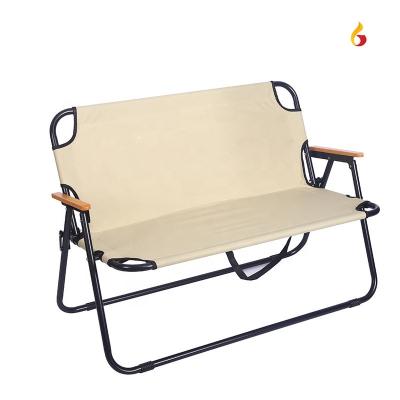 China Camp Loveseat Easy-Carry Folding Chair For 2 Person Outdoor Portable Aluminum Beach Chair With Armrests Compact Picnic Chair For Fishing for sale