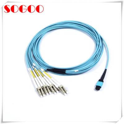 China MPO - LC Om3 8 Core 40G glasvezelbreakoutkabel Te koop