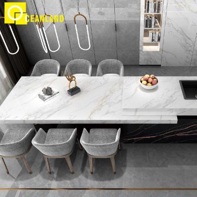 China Contemporary White Chipboard Stone Table Top Sintered Stone Dining Table for sale