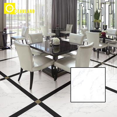 China Porcerlain Tile Foshan White Flower Polished Dining Room Wall Polished Ceramic Floor Tile for sale