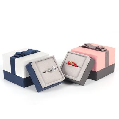 China Fasional New Fasional New Ring Box Small Fresh Pink Gray Blue White Cool Bowknot Flannel Jewelry Box Bracelet Earring Jewelry Storage Boxes for sale