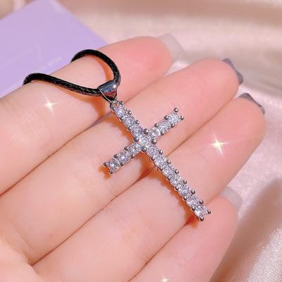 China Women's 12 Girls Zircon Cross Necklaces Chain Necklace Fashion Classic Cubic Pendant Luxury Jewelry Gift for sale