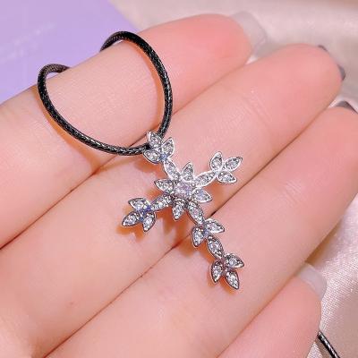 China Women's 10 Girls Zircon Cross Necklaces Chain Necklace Fashion Classic Cubic Pendant Luxury Jewelry Gift for sale