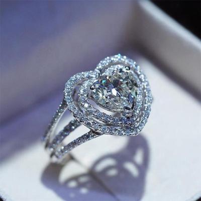 China CLASSIC Fashion Crystal Heart CZ Rings Elegant Women Female Accessories For Party Bling Bling Girls Rings Trendy Jewelry for sale