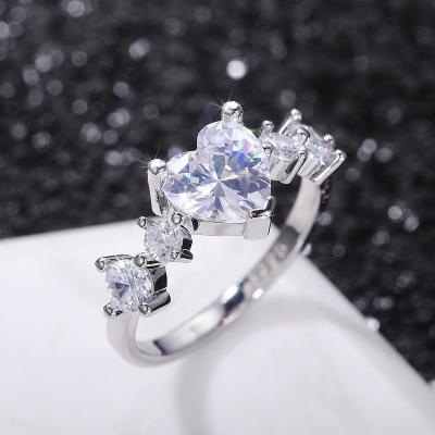 China Simple Heart Shaped Engagement Ring Lady Ring Birthday Gift Ring Zircon Accessories New Valentine's Day CLASSIC Jewelry Gift for sale