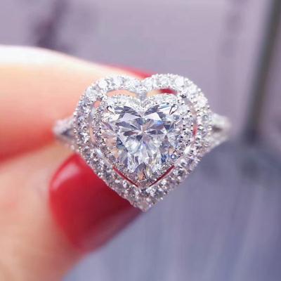 China High Quality Shiny Cubic Zircon Silver Color Heart Romantic Design Rings For Women Girlfriend Lover Gifts Wedding Jewelry for sale