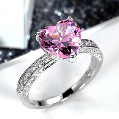 China Luxury Romantic Solitaire Women Heart Engagement Rings Lace Cubic Zircon Proposal Rings For Girlfriend Late Anniversary Gift for sale