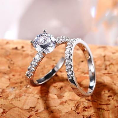 China CLASSIC Ladies Couples Cubic Zircon Ring For Women Modern Design Wedding Anniversary Party Rings Statement Jewelry for sale