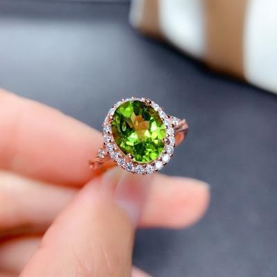 China New Romantic Green Crystal Amethyst Gemstones Diamonds Rings For Women Fine Jewelry Accessories Fashion Gift for sale