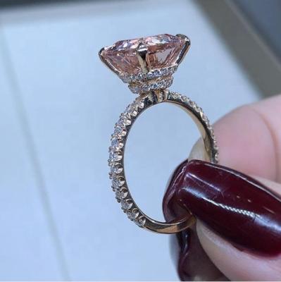 China Copper/Silver Cubic Zircon Rhinestone Engagement Rings For Women Austrian Rose Gold Color Wedding Anel Crystals Stones Jewelry for sale