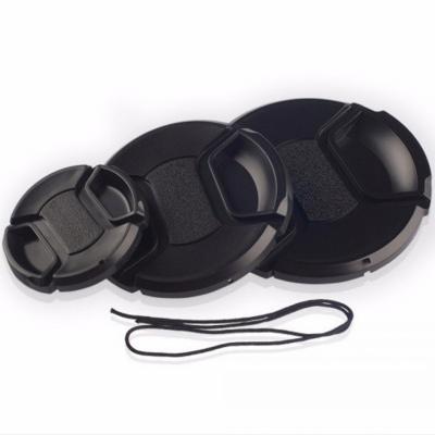 China Various Specifications Plastic No Standard Anti-Lost Black Rope Dust Cover Dslr Plastic Lens Cap Digital Camera for sale