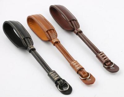 China Free Sample Wholesale Durable / Waterproof Universal Leather Coffee Brown Black Single Hand Camera Strap for sale