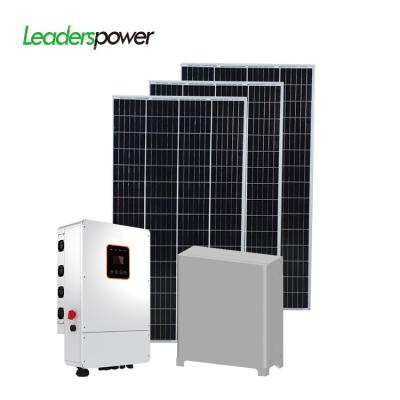 China Leaderspower Home Solar Power Hybrid On Grid Solar System 10kw 15kw 20kw 25kw 30kw Solar Panel System for sale