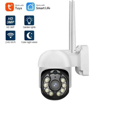 China WiFi Siren TUYA 3MP Smart Wireless Security Camera Outdoor Built-in Security Camera for sale