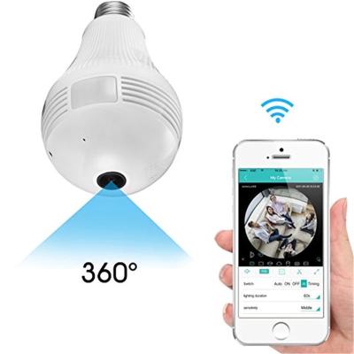 China NIGHT VISION iCsee APP 1080P wifi IP camera lamp indoor VR camera 360 degree bulb light panorama camera for sale