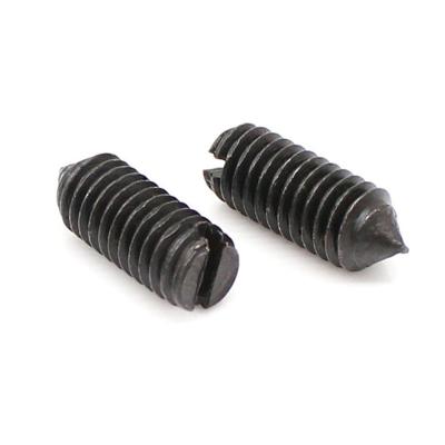 China Flat Black Carbon Steel Slotted DIN553 Cone Point Worm Head Set Screws for sale