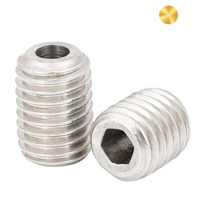 China China Wholesale Custom Flat Point Hexagon Screw 304 Stainless Steel Hex Plug Allen Nose Worm Slotted Set Screw for sale