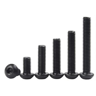 China Pan Machine Screws Grade 10.9 Hex Socket Knob Head Black High Strength Screws for sale