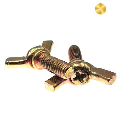 China DIN316 Equipment Carbon Steel Wing Screw Electric Yellow Galvanized Butterfly Screw for sale