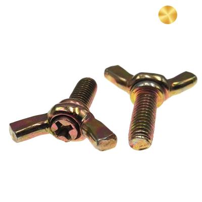 China High quality yellow galvanized steel machine screw china electrical manufacturing equipment butterfly wing screw and din316 fasteners thread M10x20 for sale